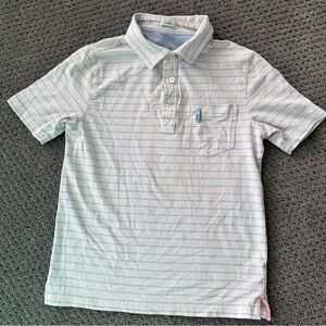 Johnnie-O Boys Light Blue & White Striped Polo Size 8